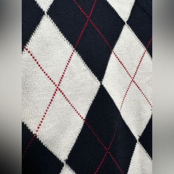 Tommy Hilfiger Argyle Grandpa cotton Sweater Navy Blue with checkered pa… - Picture 4 of 5
